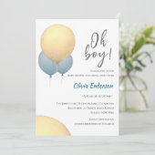 Oh, Junge! Balloon Baby ist gebührend eingeladen Einladung (Stehend Vorderseite)