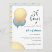 Oh, Junge! Balloon Baby ist gebührend eingeladen Einladung (Vorne/Hinten)