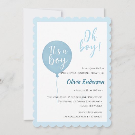 Oh, Junge! Balloon Baby ist gebührend eingeladen Einladung (Vorderseite)