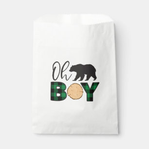 Oh Junge Bär Grün Buffalo Kariert Baby Shower Geschenktütchen