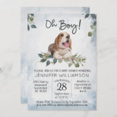 Oh Junge! Beagle Welppy Modern Watercolor Babydusc Einladung (Vorne/Hinten)