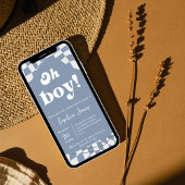 Oh Junge! blau kariert | Gingham | Babydusche Einladung