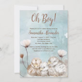 Oh Junge! Blaue Aquarell-Babydusche Einladung (Vorderseite)