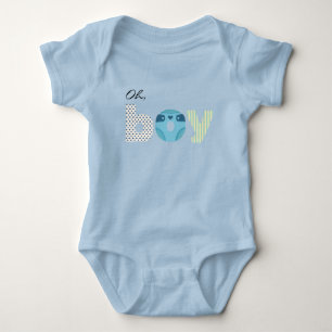 Oh Junge Blaue Aquarell-Windel Baby Shower Geschen Strampler