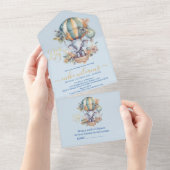 Oh Junge blaue Aquarellendusche All In One Einladung (Abreißen)