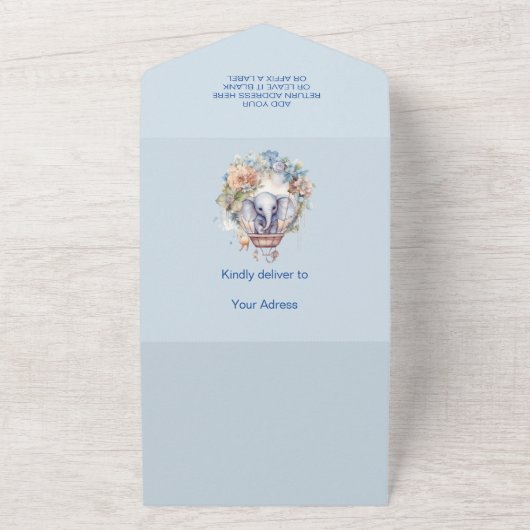 Oh Junge blaue Aquarellendusche All In One Einladung (Außenbereich)