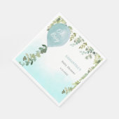 Oh Junge blaue Ballon Junge Babydusche Grün Serviette (Ecke)