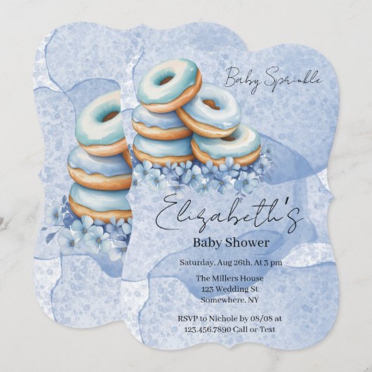 Oh Junge Blaue Donuts Baby Shower  Einladung (Vorne/Hinten)