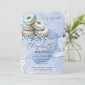 Oh Junge Blaue Donuts Baby Shower  Einladung (Stehend Vorderseite)