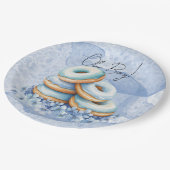 Oh Junge Blaue Donuts Baby Shower Pappteller (Schrägansicht)