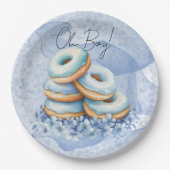 Oh Junge Blaue Donuts Baby Shower Pappteller (Vorderseite)