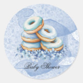 Oh Junge Blaue Donuts Baby Shower Runder Aufkleber (Vorderseite)