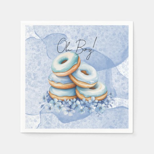 Oh Junge Blaue Donuts Baby Shower Serviette (Vorderseite)