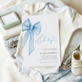 Oh Junge Blaue Schleife Baby Shower Einladung