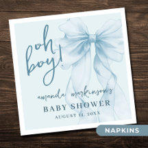 Oh Junge Blaue Wasserfarbe Schleife Baby Shower