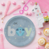 Oh Junge Blaue Wasserfarbe Windel Baby-Party Pappteller (Party)