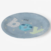Oh Junge Blaue Wasserfarbe Windel Baby-Party Pappteller (Schrägansicht)