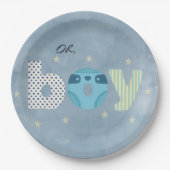 Oh Junge Blaue Wasserfarbe Windel Baby-Party Pappteller (Vorderseite)