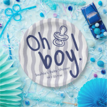 Oh Junge Blaue Wellenstreifen Baby Shower