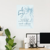 Oh Junge Blaues Wasserfarbenes Schleifen-Baby-Part Poster (Heimbüro)