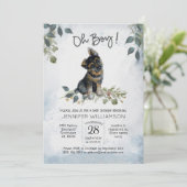 Oh Junge! Boy Baby German Shepherd Einladung (Stehend Vorderseite)
