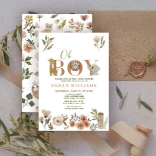 Oh Junge Brown Boho Safari-Tiere Dusche Einladung