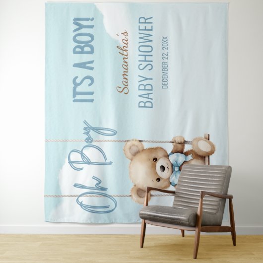 Oh Junge, das ist ein Baby-Duschkopf Wandteppich (Beispiel)