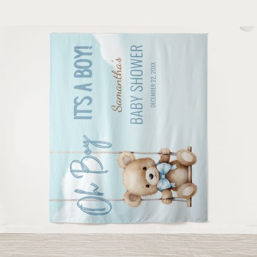 Oh Junge, das ist ein Baby-Duschkopf Wandteppich (Vorderseite)