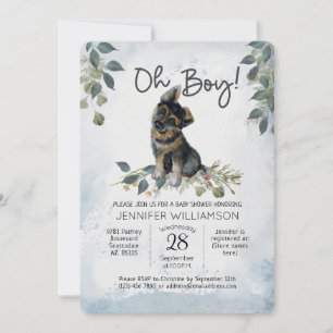 Oh Junge! Dog Baby Shower German Shepherd Einladung