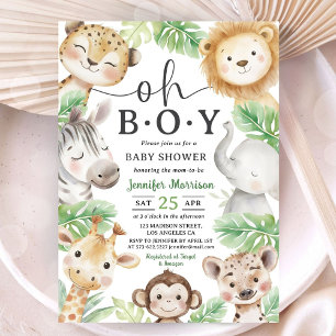Oh Junge Dschungel-Baby-Party-Safari-Tier-Einladun Einladung