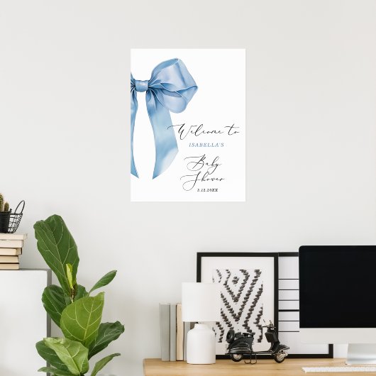 Oh Junge Dusche Blue Bow Willkommen Poster (Heimbüro)