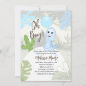 Oh Junge! Einladung Blue Balloon Baby Dinosaur (Vorderseite)