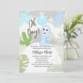 Oh Junge! Einladung Blue Balloon Baby Dinosaur (Stehend Vorderseite)