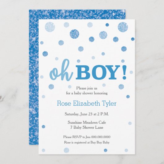 Oh Junge! Einladung der Babydusche (Vorne/Hinten)