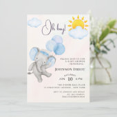 Oh Junge Elefant Baby Shower Einladung (Stehend Vorderseite)