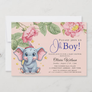 Oh-Junge-Elefanten-Baby-Shower-Einladung Einladung
