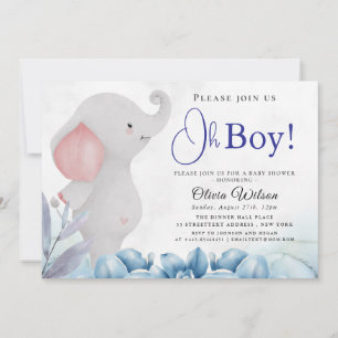 Oh-Junge-Elefanten-Baby-Shower-Einladung Einladung