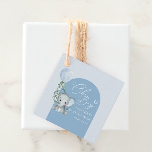 Oh Junge Elefantin mit Balloon Babydusche Geschenkanhänger (Beispiel)