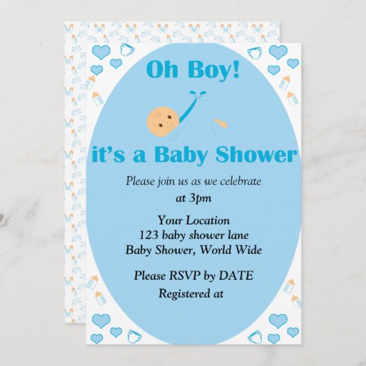 Oh, Junge, es ist eine Kinderdusche-Einladung Einladung (Vorne/Hinten)