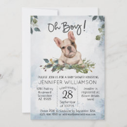 Oh Junge! French Bulldog Puppy Baby Dusche Einladung
