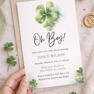 Oh Junge Grüner Kleeblatt St. Patrick's Day Babypa Einladung