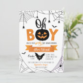 Oh Junge! Halloween Pumpkin Babydusche Einladung (Stehend Vorderseite)