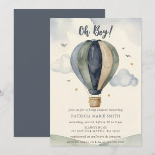 Oh Junge Heißluftballon Junge Baby Shower Einladung