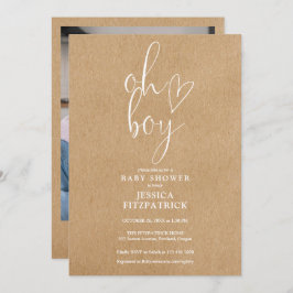 Oh Junge Herz Rustic Kraft Foto Baby Dusche Einladung