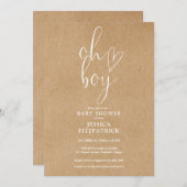 Oh Junge Herz rustikale Kraft in einer Babydusche Einladung (Vorne/Hinten)