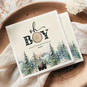 Oh Junge Holzfäller Wald Bär Baby Shower Serviette