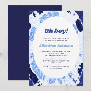 Oh Junge Indigo Blau Shibori Tie Dye Babyparty Einladung