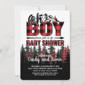 Oh Junge Kariert Lumberjack Baby Dusche Einladung (Vorderseite)