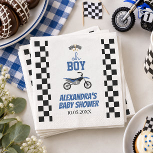 Oh Junge Karierte Dirt Bike Baby Shower Serviette