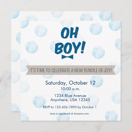 Oh Junge!Kinderdusche Einladung (Vorne/Hinten)